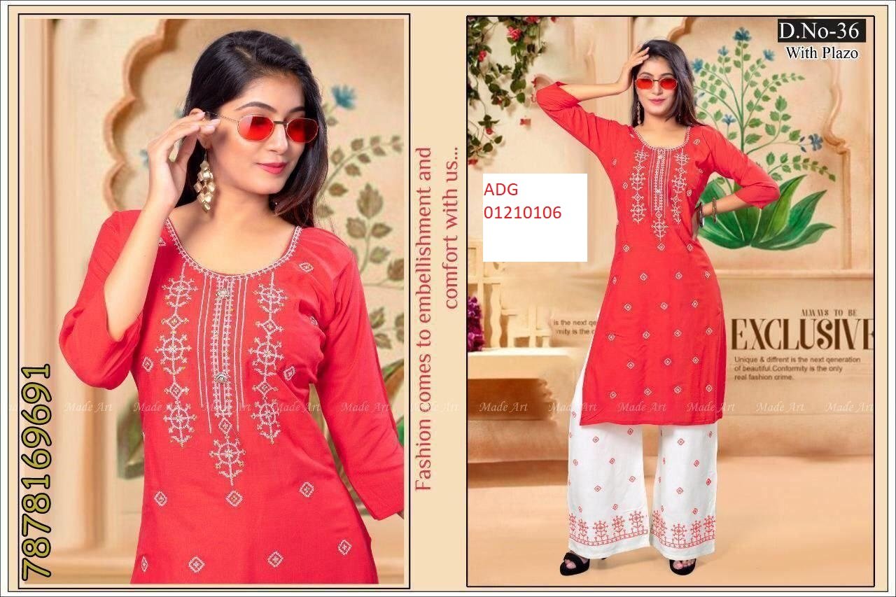 cross stitch kurti plazo