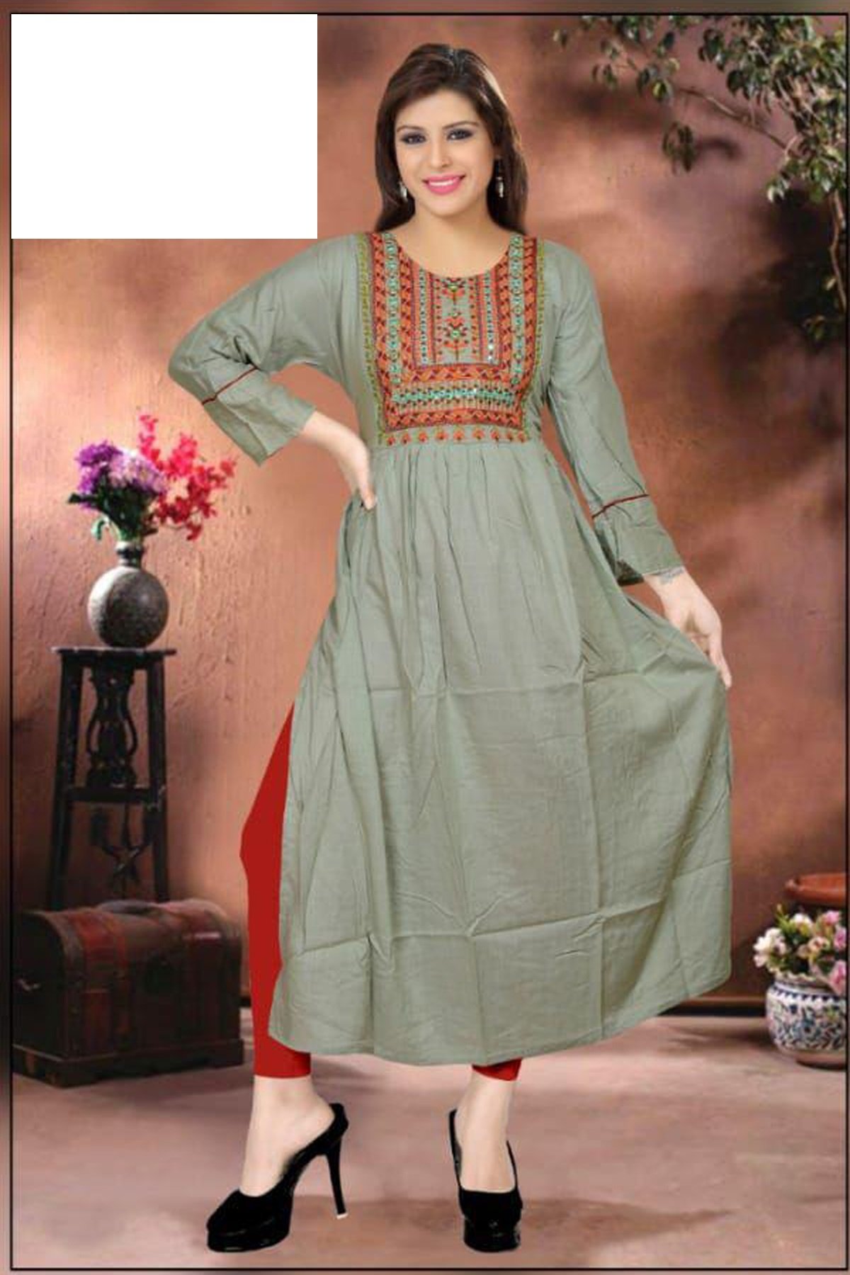 cross stitch tabala kurti