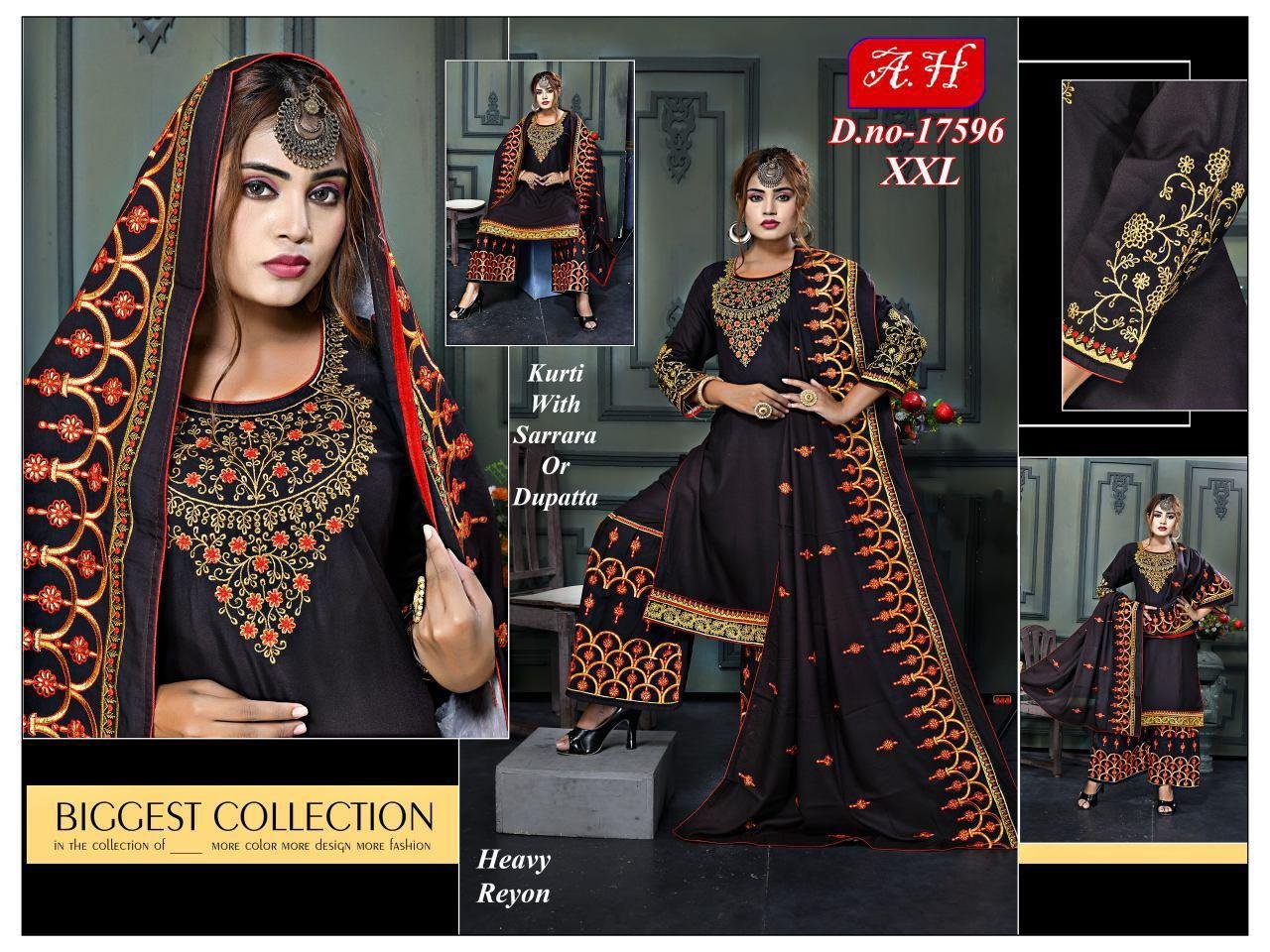 neck top daman dupatta