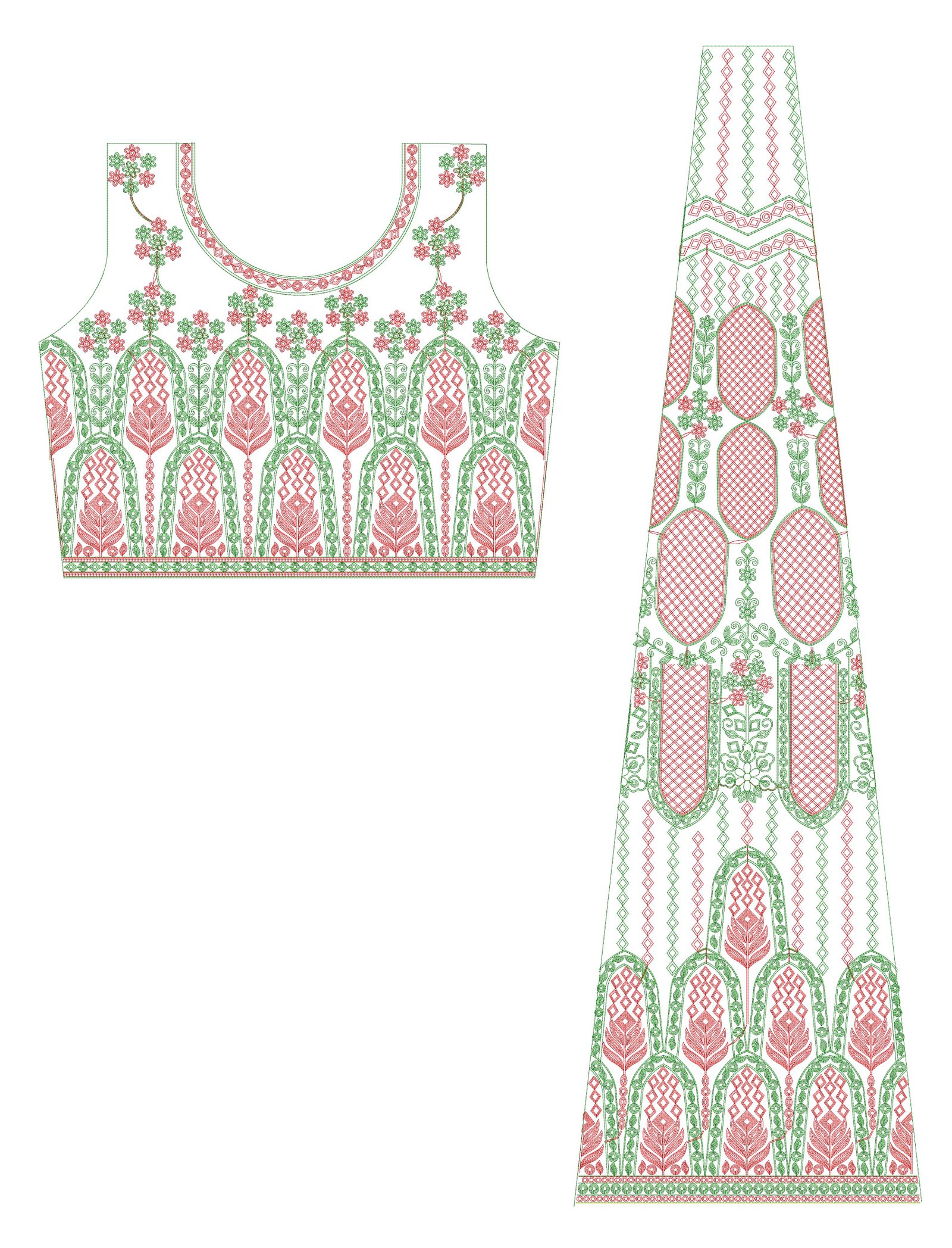 Chain Neck & Choli Ghaghara